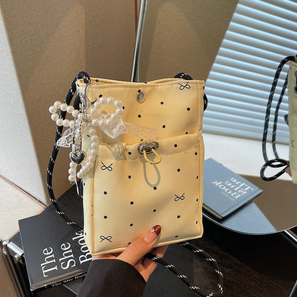 Lässige Kordelzug Mini Schultertasche
