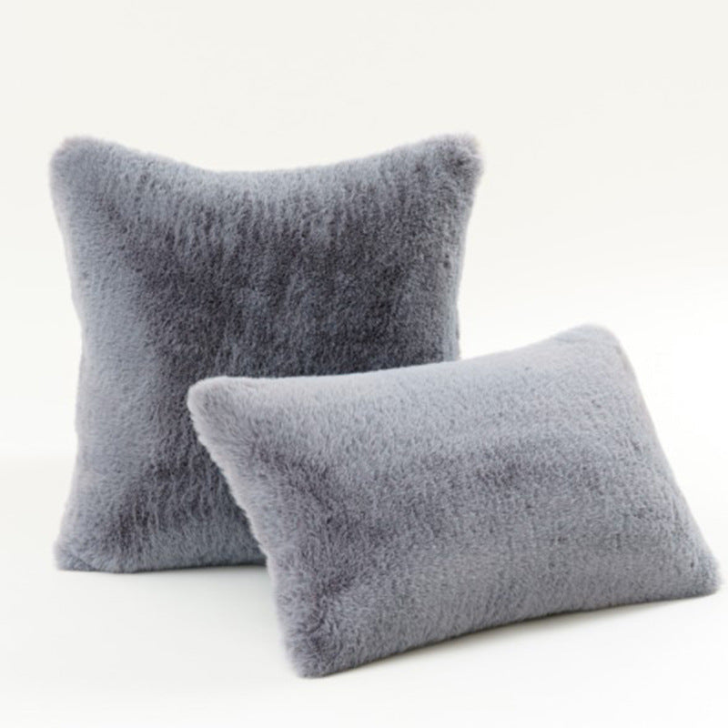 Plüsch-Faux-Fur-Quadrat- und Lendenkissen-Set mit weichem Mikrofaser-Rücken
