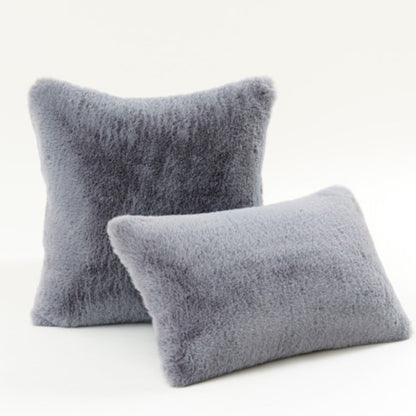 Plüsch-Faux-Fur-Quadrat- und Lendenkissen-Set mit weichem Mikrofaser-Rücken