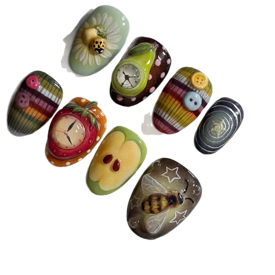 Künstlerische ozeanische Press-On-Nagelkunst Brehn