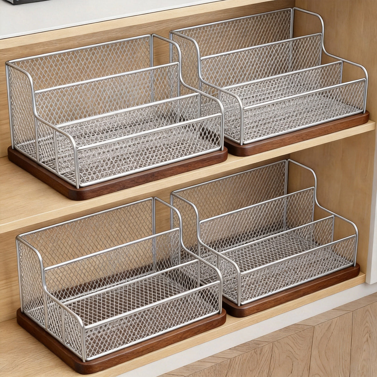 Kompakter drei-reihiger Low-Profile Draht-Schuh-Organizer-Regal