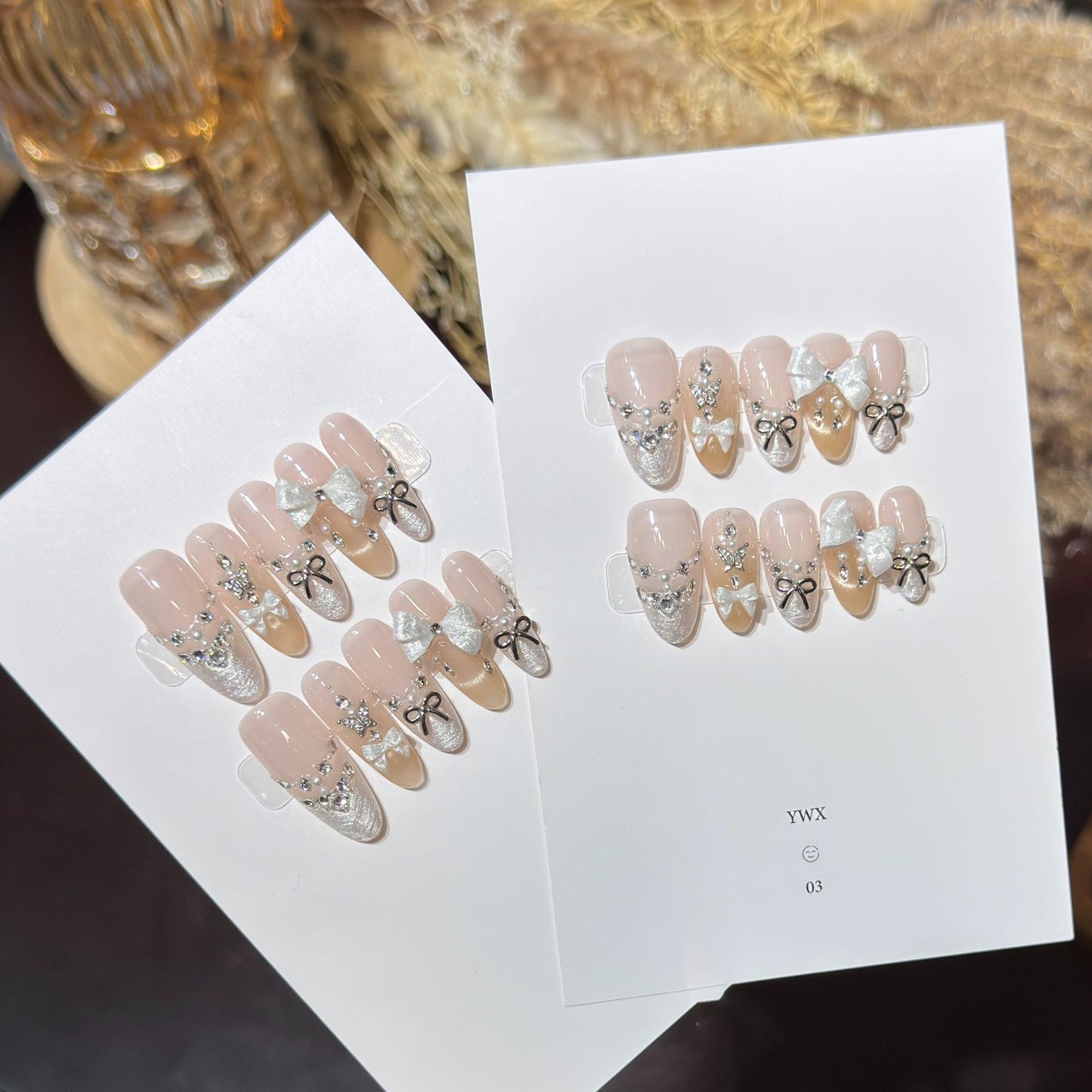 Glamouröses mit Schleifen verziertes Press-On Nagelkunst Set Brehn