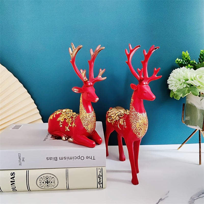 Kunstvolle Dekofigur eines prächtigen Rehs mit floralen Details Brehn