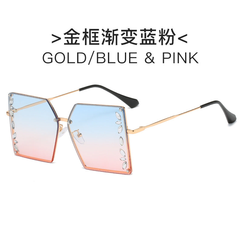 Damen futuristische Sonnenbrille mit auffälligem Hexagonalrahmen und hochwertigen Glitzerakzenten Brehn