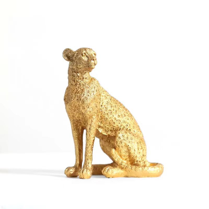Dekorativer Goldener Leopard Statue Halter