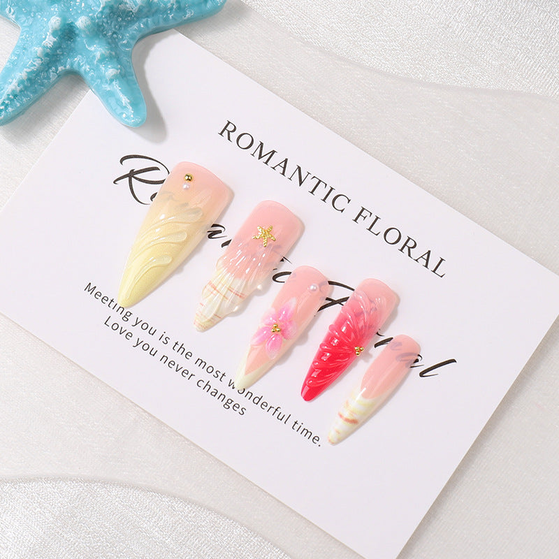 Romantisches Blumen Press-On Nagelspitzen Kunstset Brehn