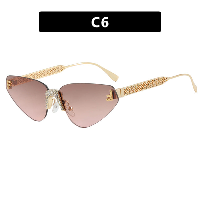 Damen Designer Katzenaugen-Sonnenbrille mit funkelndem Strass-Besatz Brehn