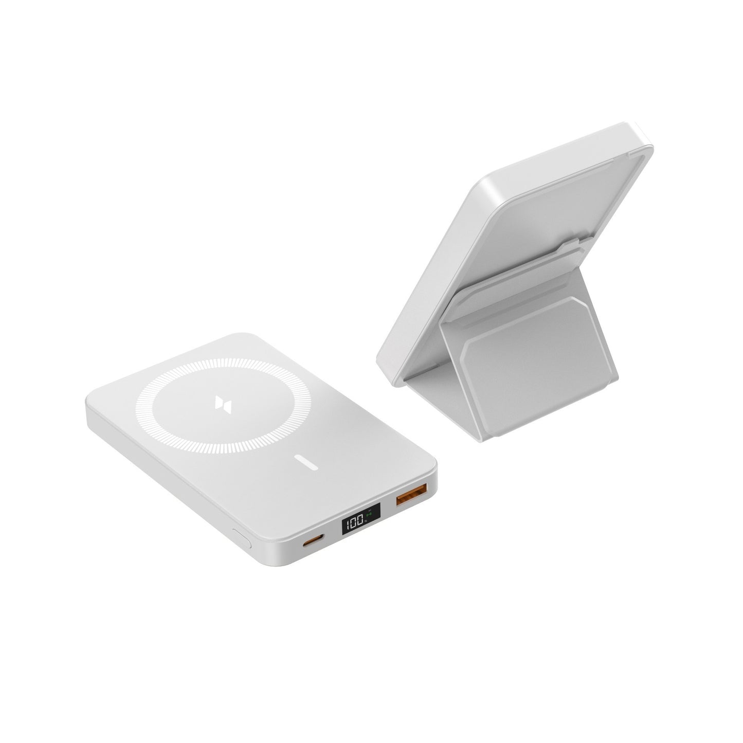 Tragbare Magsafe Powerbank mit Integriertem Standfuß und Digitaler Leistungsanzeige Brehn