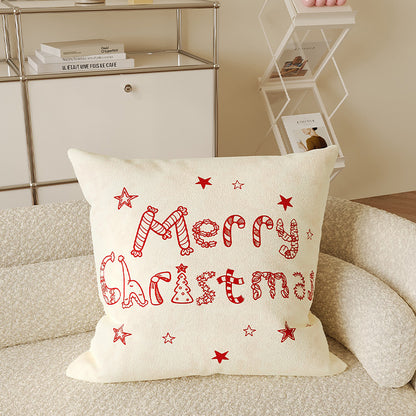 Decorative Holiday Merry Christmas Cotton-Linen Throw Pillow Cover