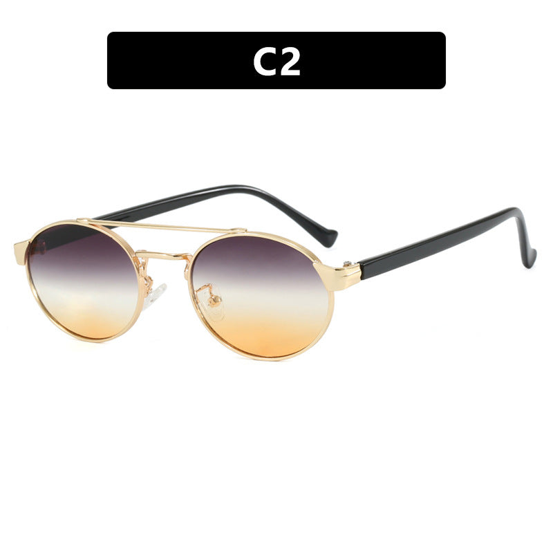 Damen modische Sonnenbrille im stilvollen runden Design mit goldenen Akzenten Brehn