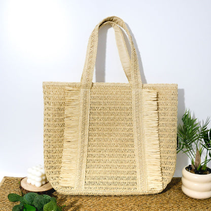 Große Bast-Tasche Im Natürlichen Stil Brehn