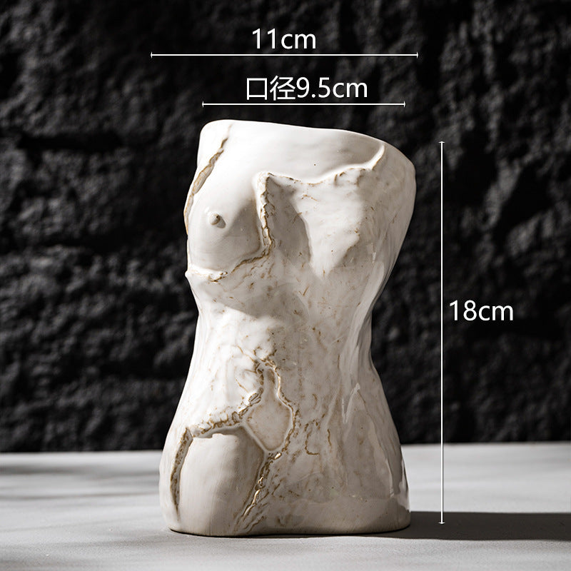 Handgefertigte weibliche Torso Keramikvase Skulptur