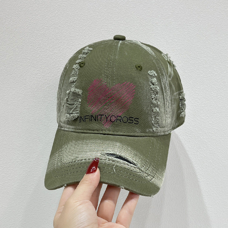 Damen Distressed Herz Bestickte Baseballmütze Brehn