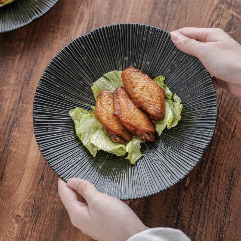 Handgefertigte japanische Mino Ware Keramische zerknitterte Teller | Brehn