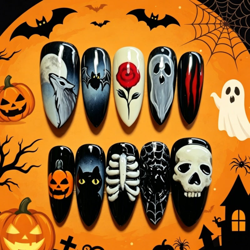 Halloween-Themen Press-On Nagelset Brehn