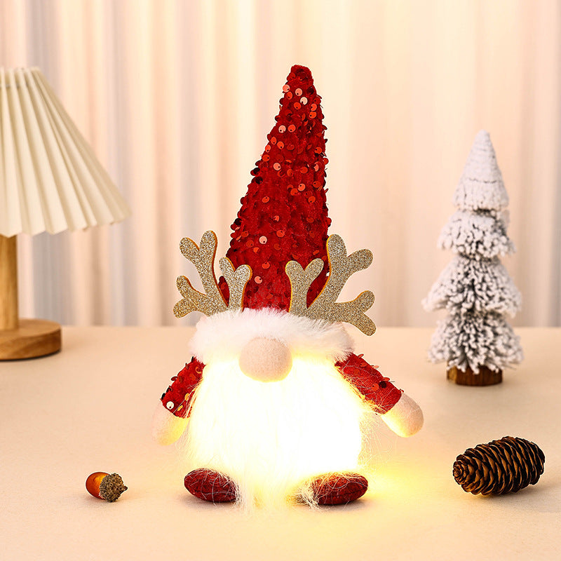 Dekorative Weihnachtsgnom Figur mit LED-Beleuchtung Brehn