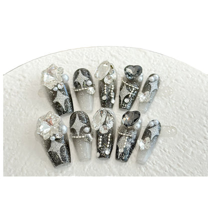 Künstlerisches glitzerndes Press-On-Nagelset