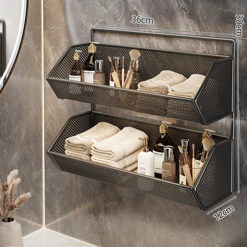 Wandmontierter Mesh-Badezimmer-Organizer-Regal