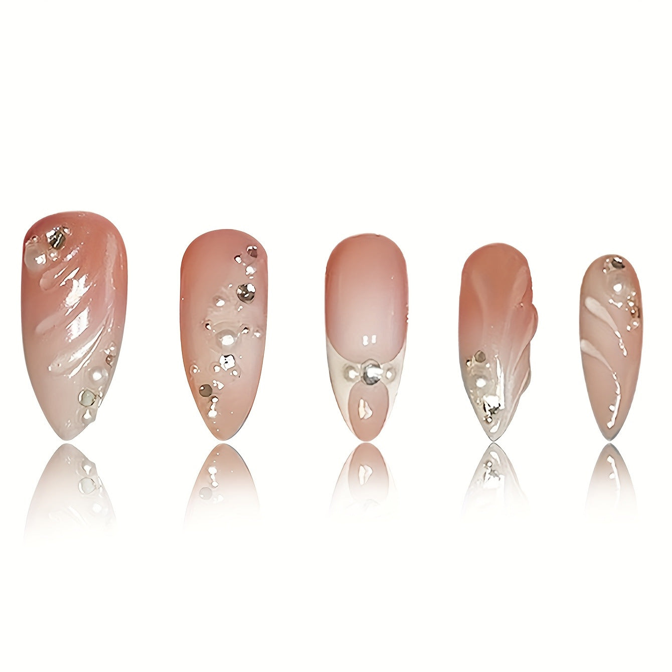 Premium mit Strass verzierte Stiletto Press-On Nägel Brehn