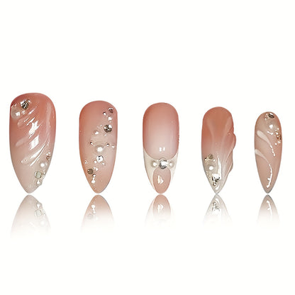 Premium mit Strass verzierte Stiletto Press-On Nägel Brehn