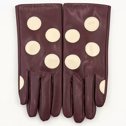 Stilvolle Leder-Touchscreen-Handschuhe mit gepunkteten Akzenten Brehn