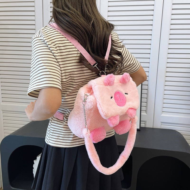 Plüsch Umhängetasche mit Tiermotiv und Schulterriemen Brehn