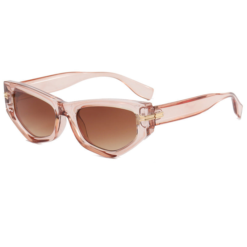 Damen trendige Cat-Eye-Sonnenbrille mit lackiertem Rahmen und akzentuierten Metall-Details Brehn