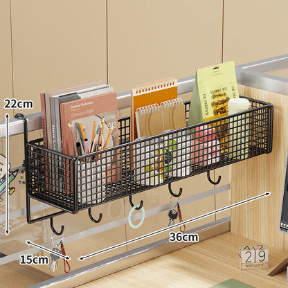 Schreibtisch-Rail-Montierter Netz-Organizer-Korb mit Haken