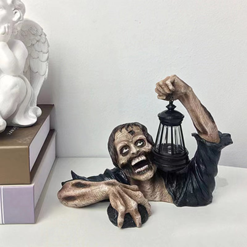 Realistische kriechende Zombie-Wanddekoration mit LED-Laterne und 3D-Relief