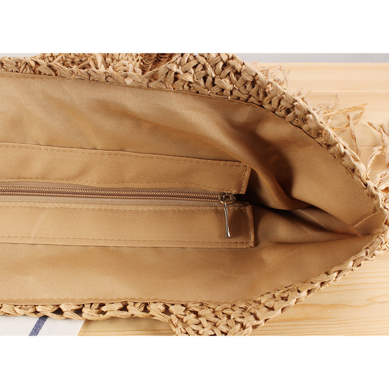 Designer-Strohtasche mit Fransenverzierung Brehn