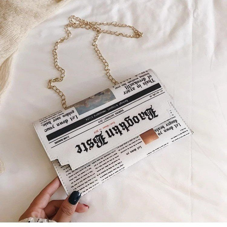 Zeitungsdruck Clutch Tasche