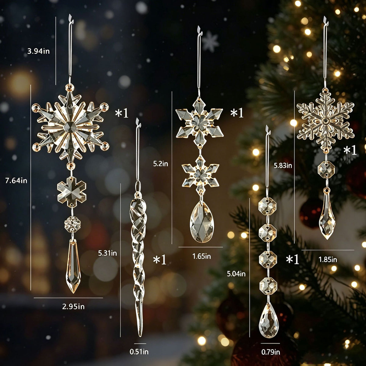 Kristall Schneeflocken Ornament Set