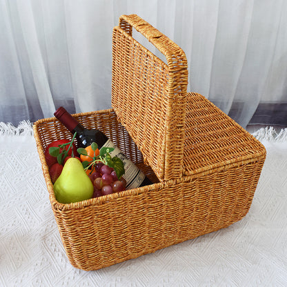 Handgefertigter natürlicher Weidenpicknickkorb Brehn