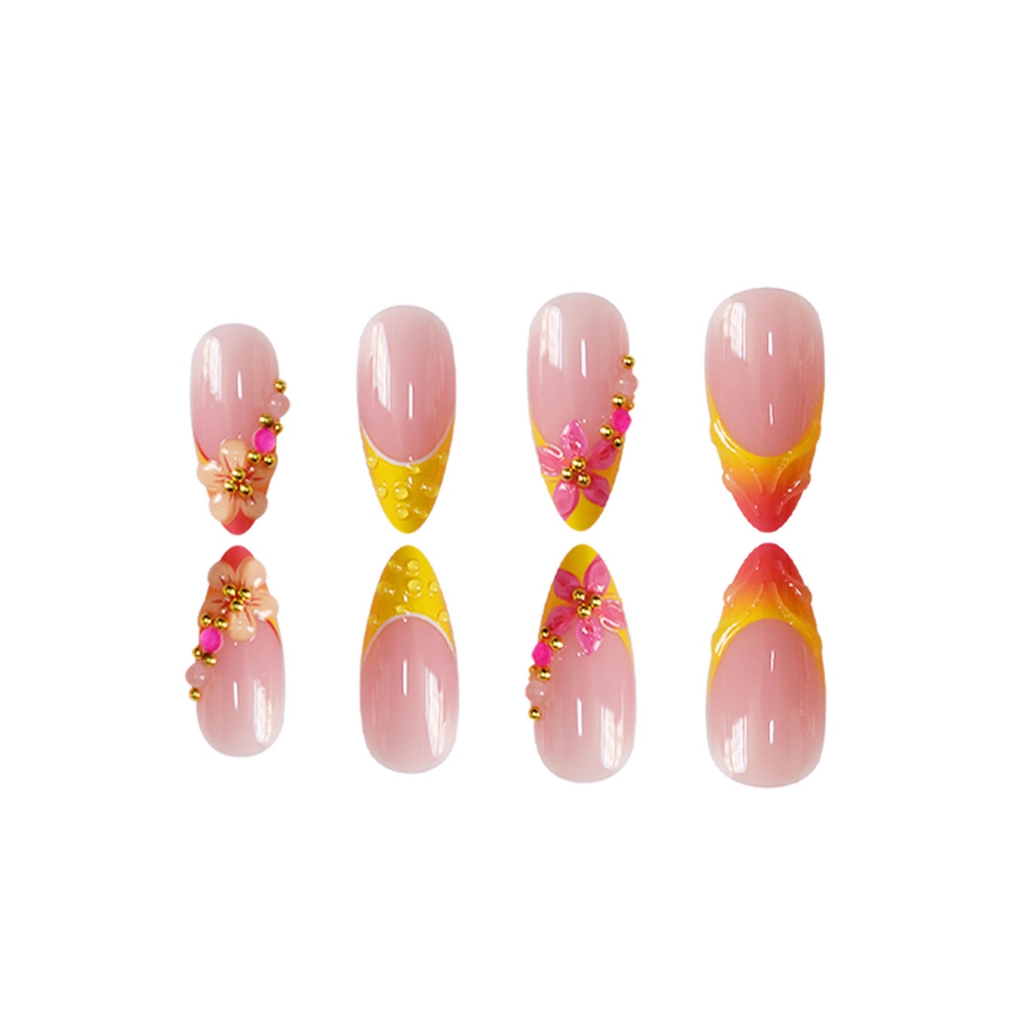 Künstlerisches florales Akzent Press-On Nagelset Brehn
