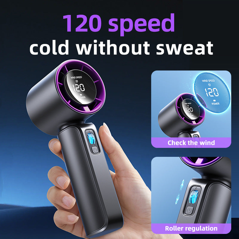 Unisex nan kompakt Hochgeschwindigkeits-Handventilator mit LED-Display, wiederaufladbarem Akku und leisem Turbine Brehn