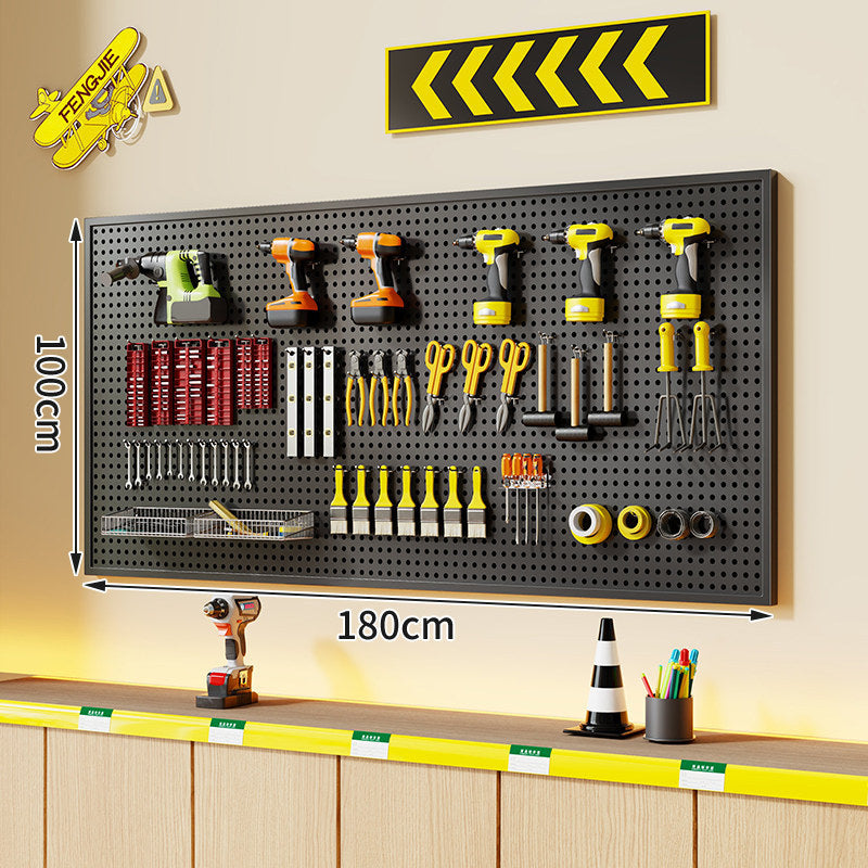 Wandmontierter perforierter Metallwerkzeug-Pegboard-Organizer mit Magnetstreifen und Mehrfachhaken