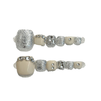 Elegantes Press-On Nagelset mit funkelnden Akzenten