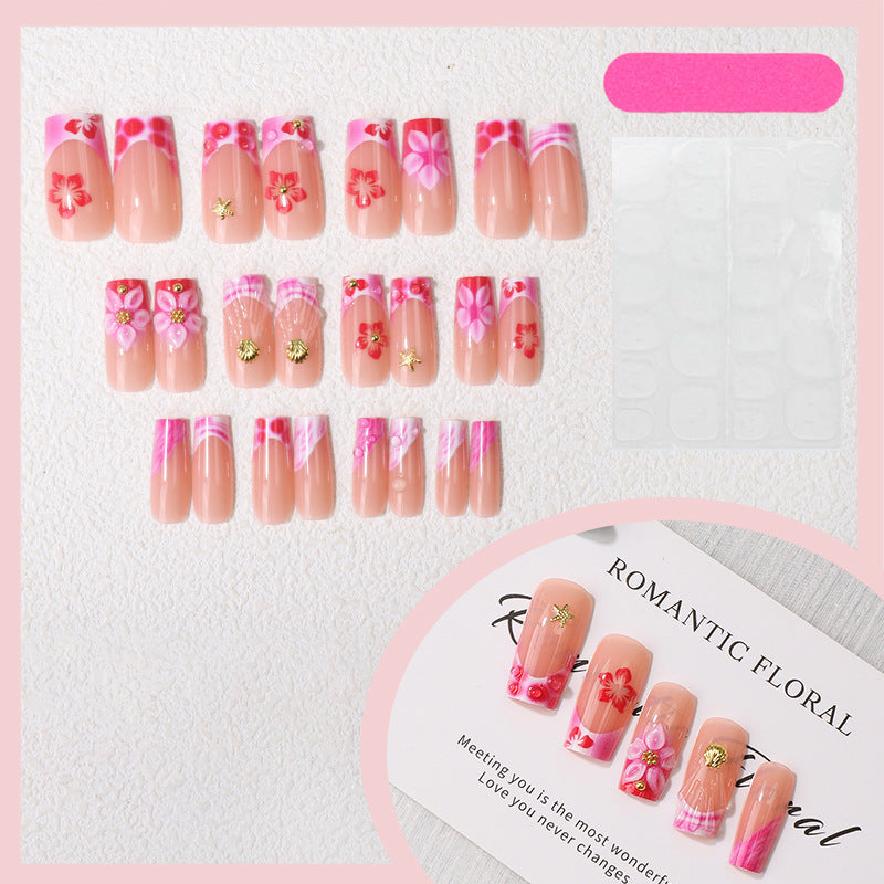 Romantisches florales Press-On-Nageldesign Brehn