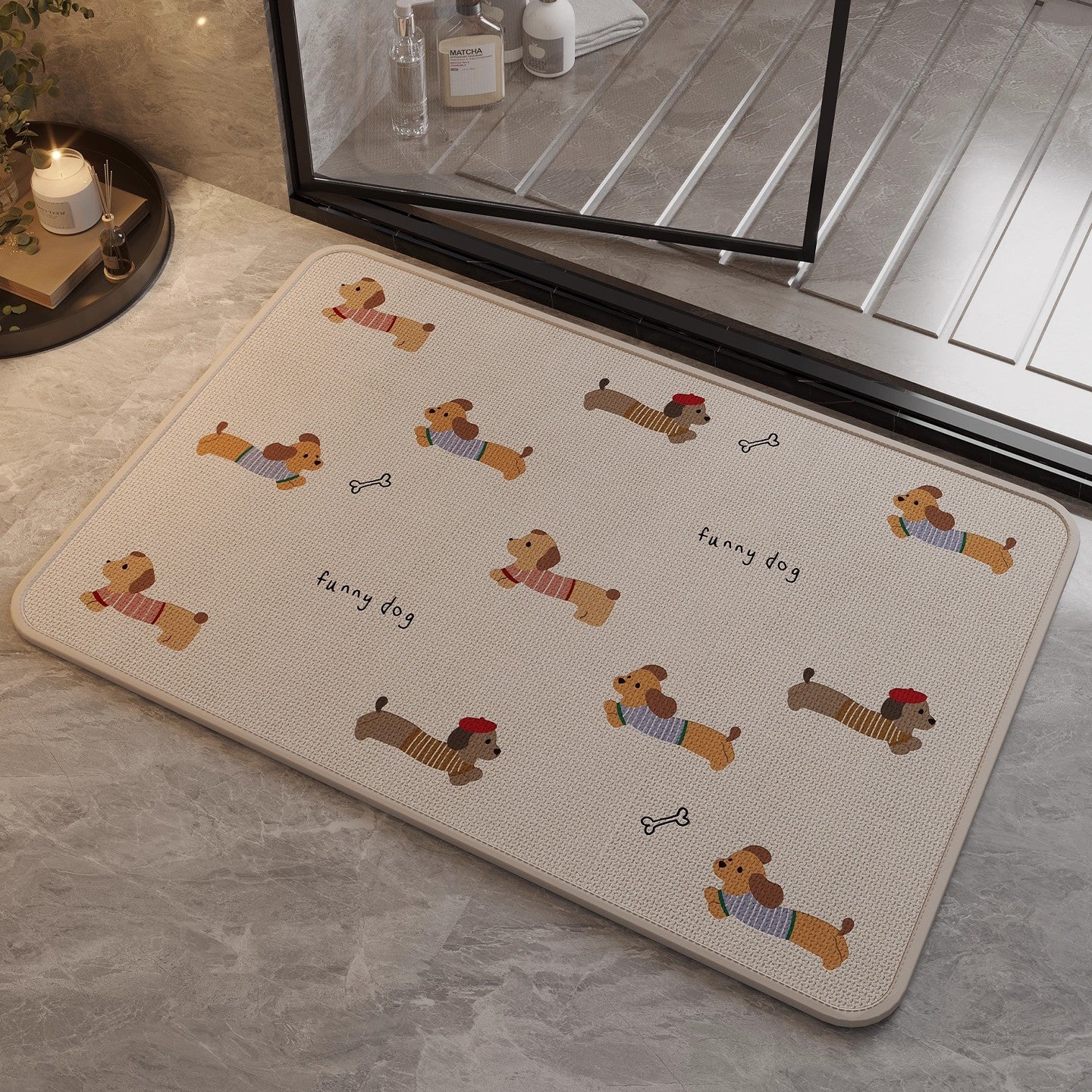 Charmante Hunde-Themen-Badematte Brehn