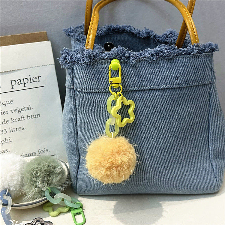 Niedlicher Flauschiger Pom-Pom Schlüsselanhänger Brehn