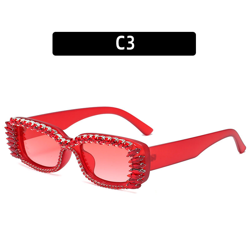 Rhinestone-besetzte quadratische Rahmen-Sonnenbrille