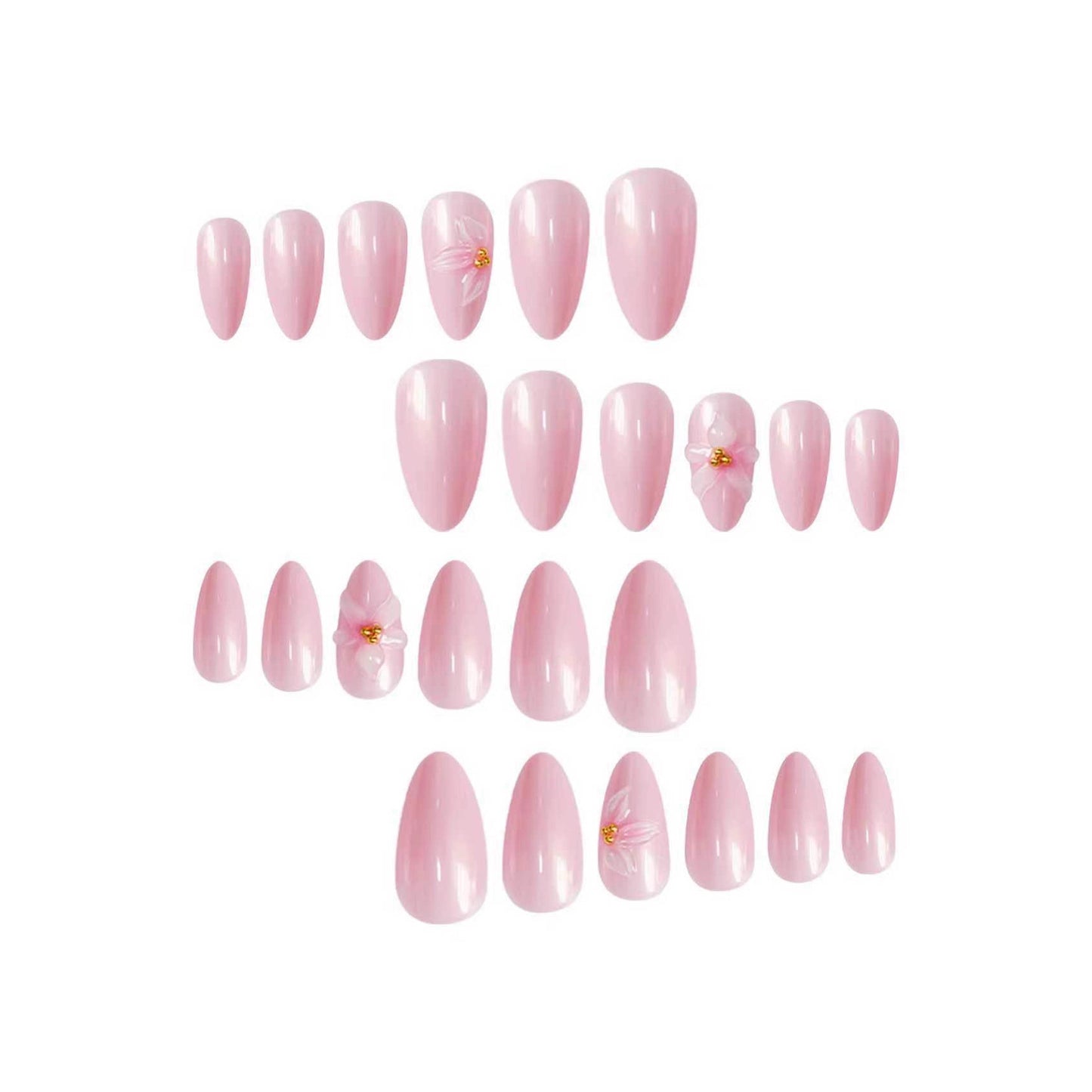 Blumenverzierte Stiletto Press-On Nagelkunst Brehn
