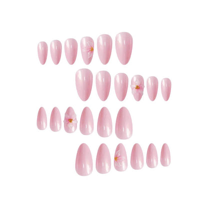 Blumenverzierte Stiletto Press-On Nagelkunst Brehn