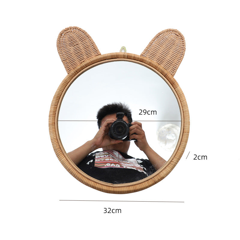 Runde Wandspiegel mit Rattan-Design Brehn