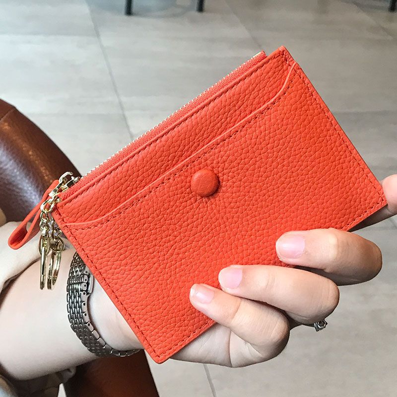 Strukturiertes Leder Zip Kartenhalter Brehn