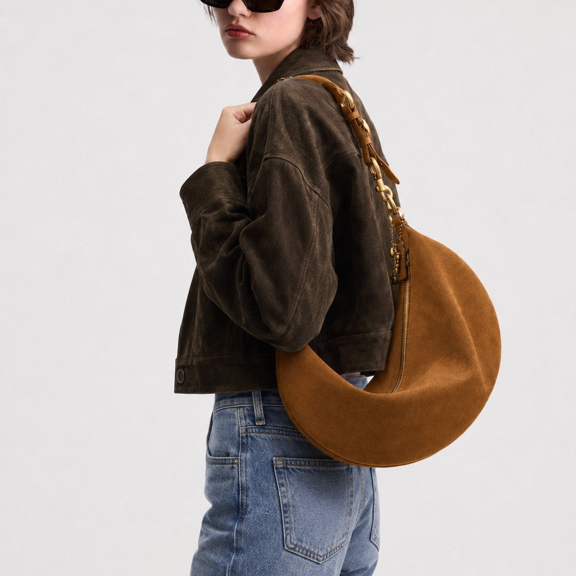 Weiche Wildleder Kurvige Handtasche