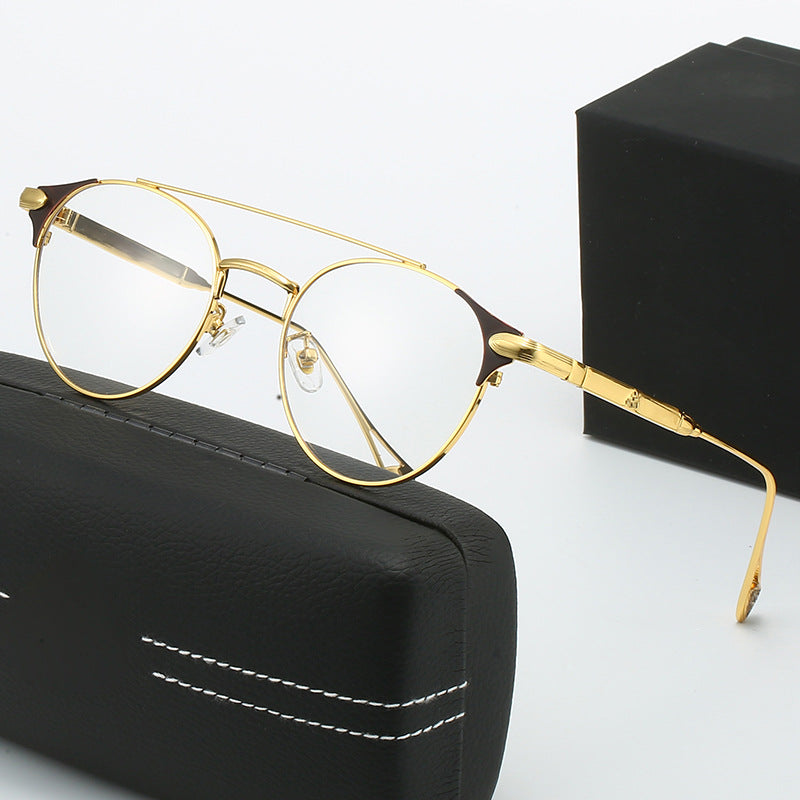 Damen runde Vintage-Sonnenbrille mit hochwertigem Metallrahmen und robustem Design Brehn
