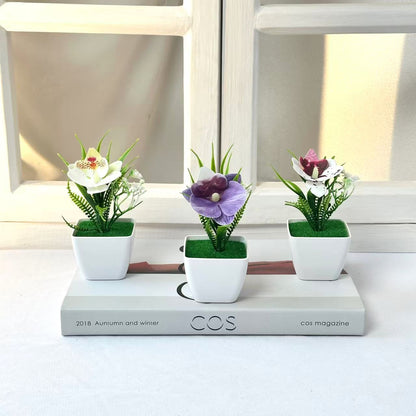 Kleine Topfpflanze Künstliche Orchideenarrangement