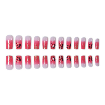 Dekoratives Acryl Press-On Nagelset mit Edelsteinakzenten Brehn