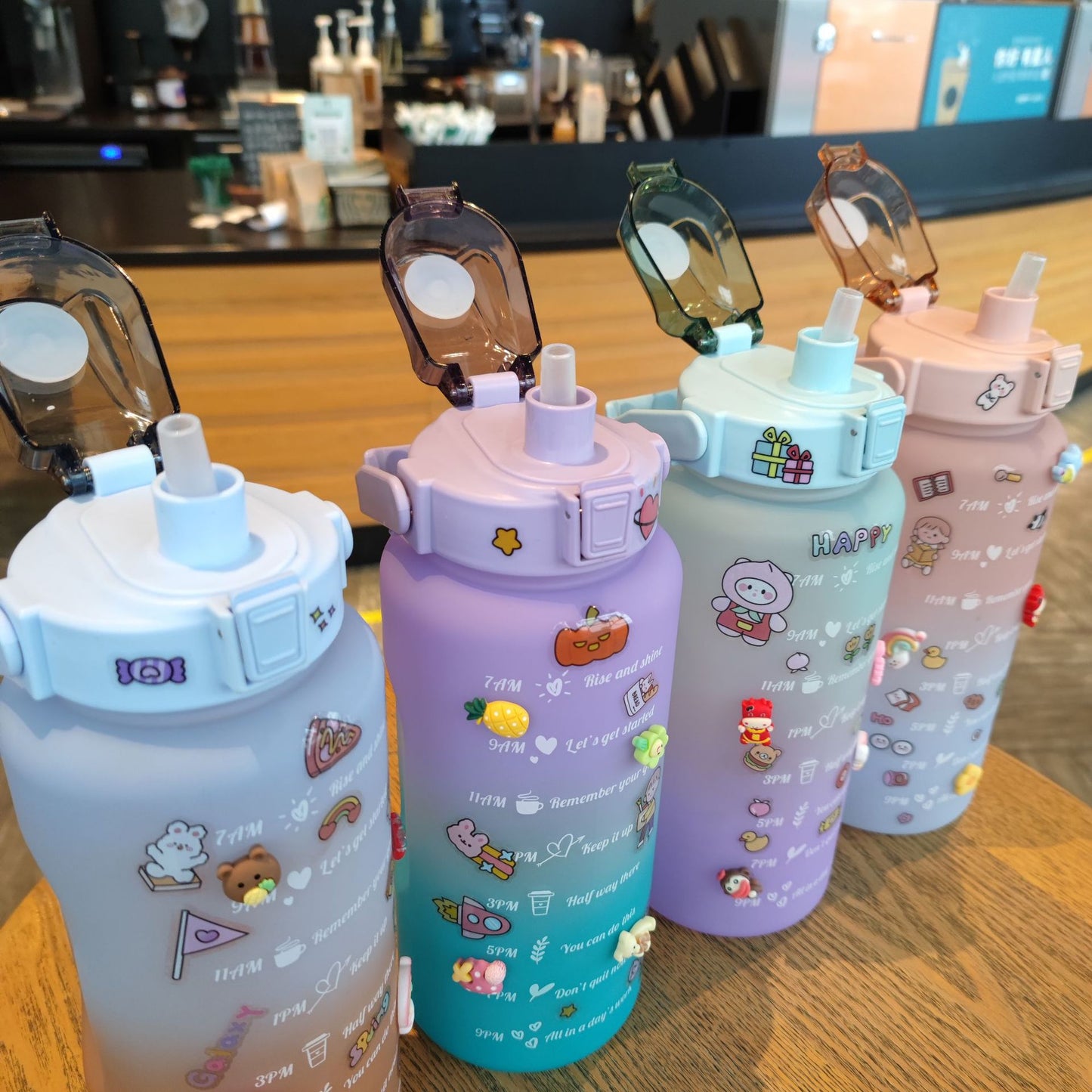 Damen Motivierende Trinkflasche mit interaktivem Sticker-Set Brehn